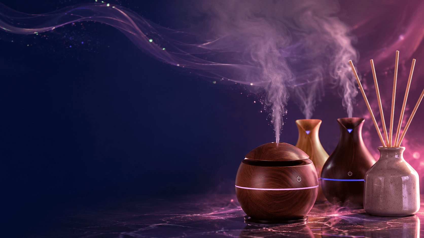 Premium ultrasonic and reed diffusers by SB Aroma designed for hotels, offices, retail stores, homes, and commercial fragrance diffusion applications.